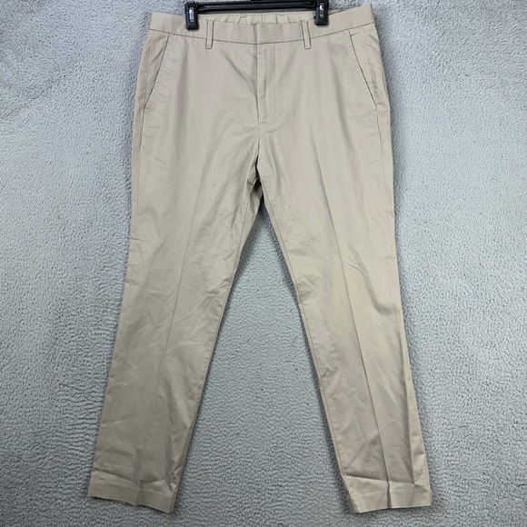 Bonobos Wednesday Men Khaki Pants 35X30 Beige Flat Front Straight Tailored NEW - Picture 1 of 10
